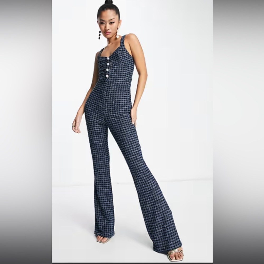 ASOS DESIGN Boucle Houndstooth Jumpsuit